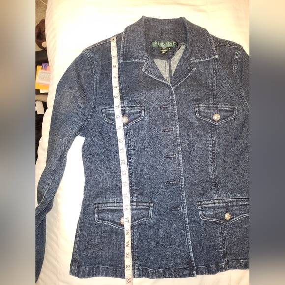 Lauren Jeans Co. Ralph Lauren dark wash denim blazer jacket - Picture 10 of 10